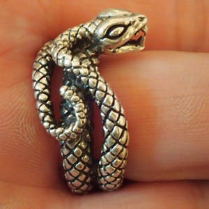 Snake Ring Heavy Sterling Silver Mens Size image 1