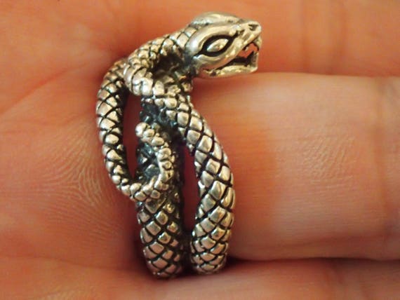 Snake Ring Heavy Sterling Silver Mens Size - image 1