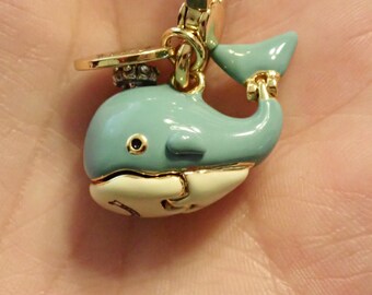 Whale Charm / Pendant with small dog inside