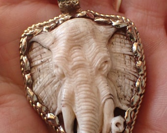 Elephant head Pendant ,  in Tibetan silver