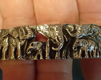 WOnderful Elephants carved in Sterling Silver Cuff Bracelet