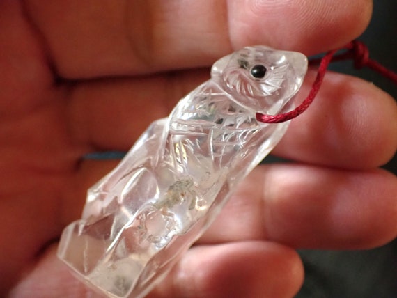 Clear Quartz OWL on Quartz Point Pendant - image 4