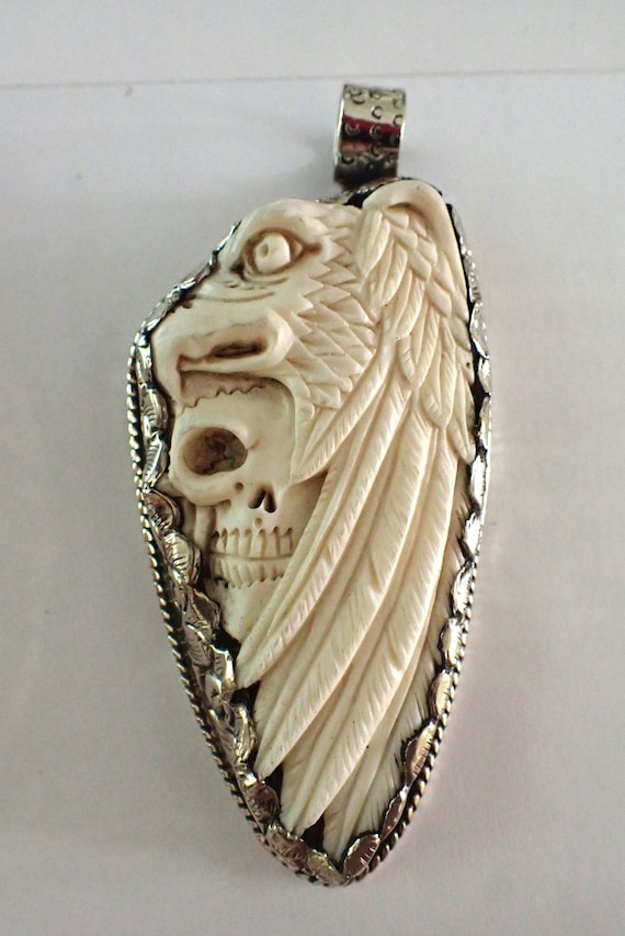 Large Eagle and Skull Pendant
