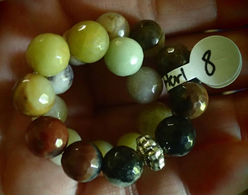 Faceted Amazonite 10mm beaded Bracelet with Sterling Bead