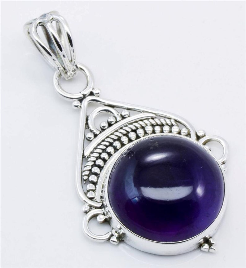 Natural Amethyst Gemstone Pendant in sterling silver image 1