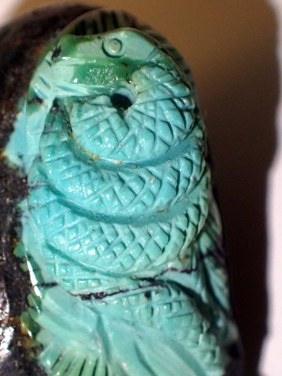 Turquoise Nugget carved Snake Pendant / Focal Bead - image 2