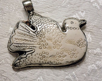 Large Peace Dove Pendant in Tibetan silver