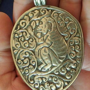 Trilobite Fossil Pendant in Matrix with Monkey in Silverwork on back image 3