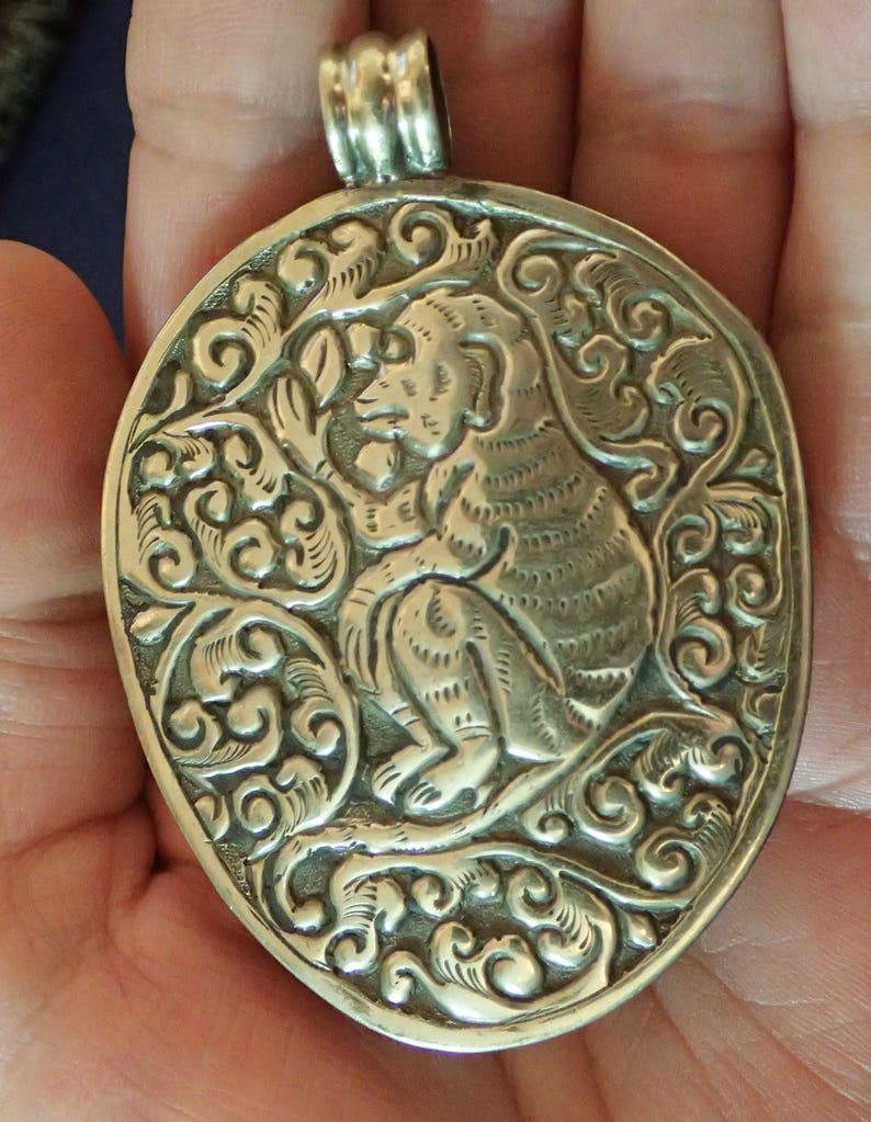 Trilobite Fossil Pendant in Matrix with Monkey in Silverwork on back image 3