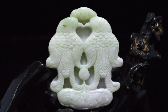 natural White jade carved amulet Pendant Necklace - image 1