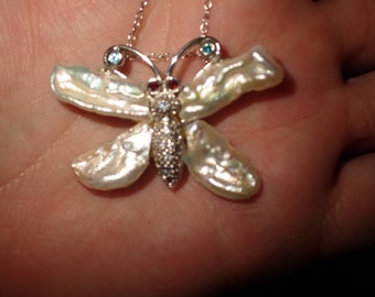 Pearl Butterfly Pendant with chain