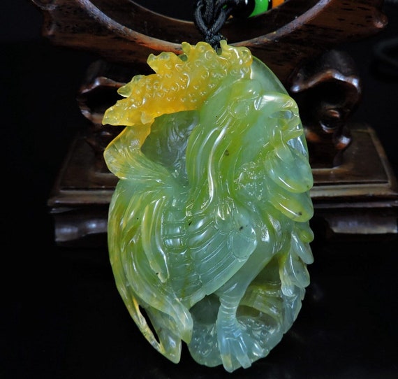 Jade Rooster Bird 100% Natural JADE jadeite Penda… - image 1
