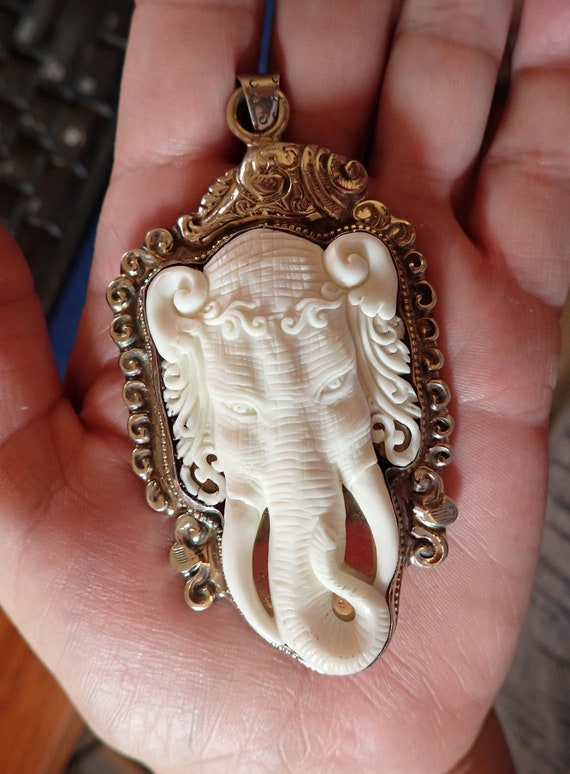 Handcrafted Solid 925 Sterling Silver ELEPHANT OHM/OM/AUM Lord Ganesha Pendant