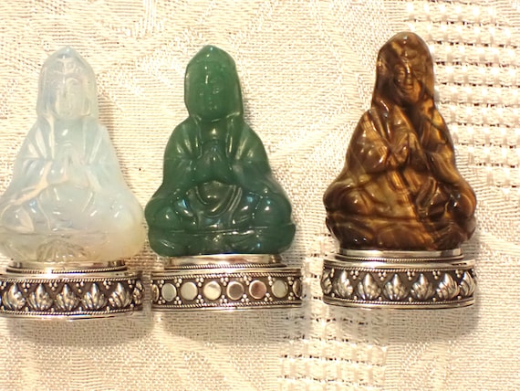 Guanyin Quanyin Buddha Figure Pendant in Sterling - image 1