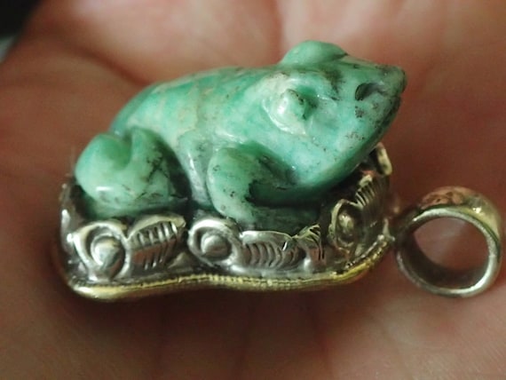 925 Sterling Silver Amazonite Frog Necklace Amazonite frog