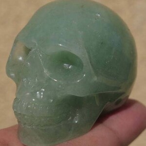 Green Aventurine Crystal Carved Skull 1.9 inch image 1