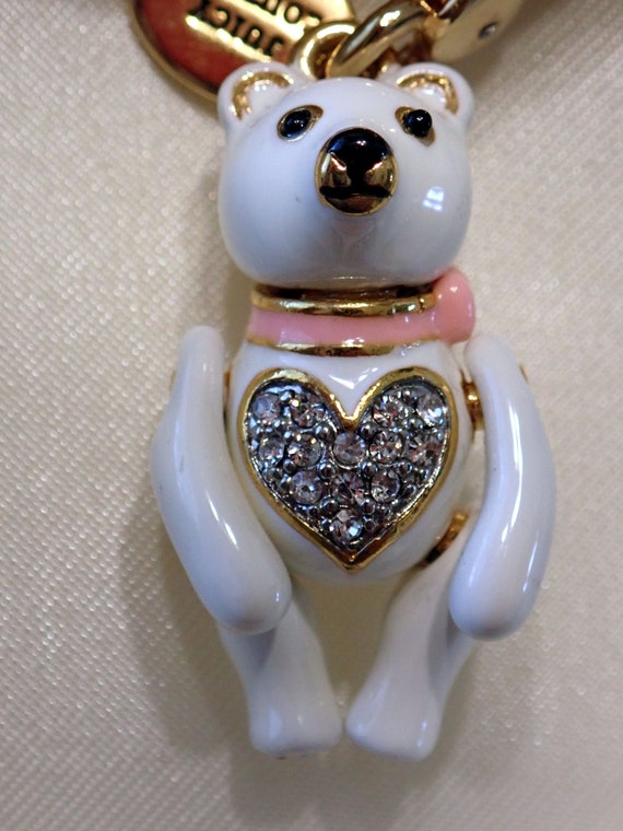 White Heart Teddy Bear Enamel Charm - image 4