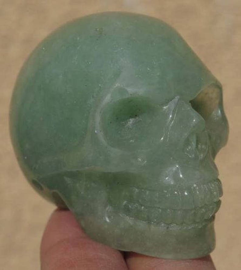 Green Aventurine Crystal Carved Skull 1.9 inch image 3