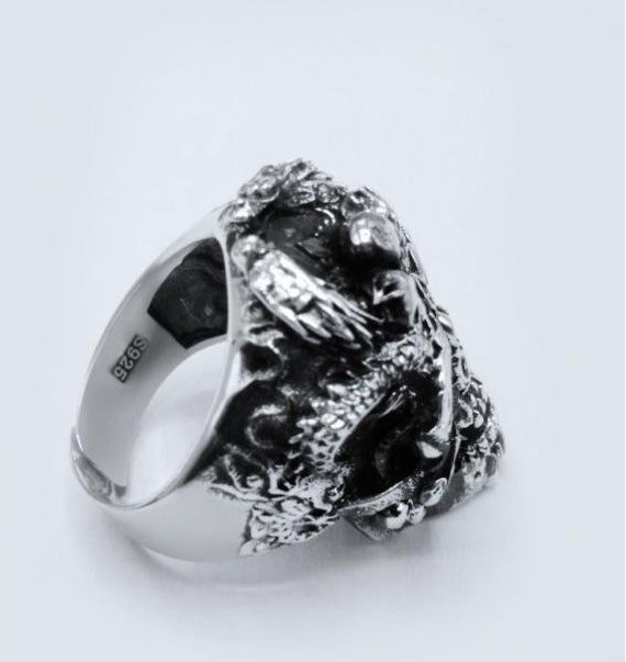 Sterling Silver Skull Skeleton Adjustable Ring - image 4