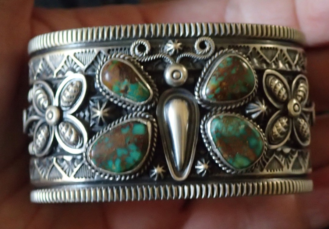 Sterling Silver Turquoise Butterfly Cuff Bracelet by Darrel Cadman WOW