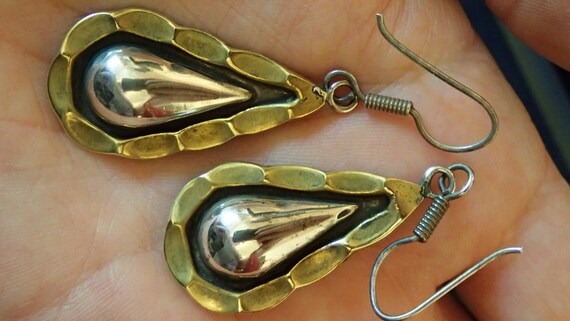 Teardrop scalloped Hook Sterling Earrings. - image 1