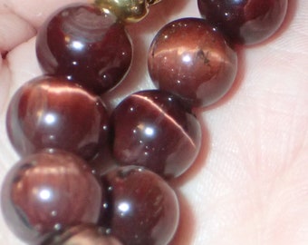 Red Tigereye 10 mm Beaded Bracelet on stretchy string