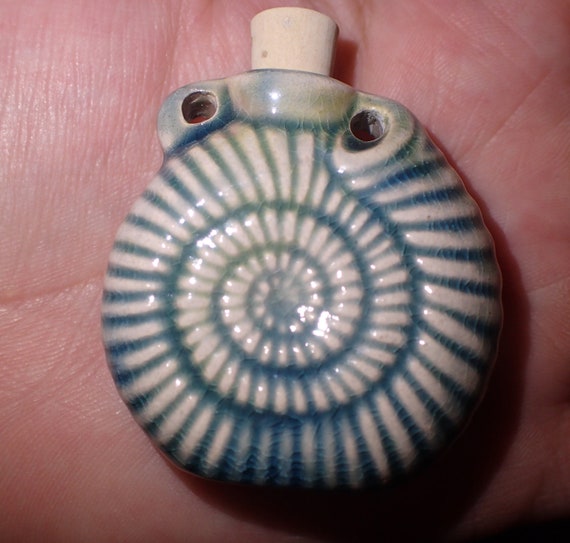 Ceramic Ammonite Bottle pendant glazed - image 1
