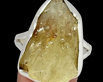 Libyan Desert Glass - Meteorite / Tektite Sterling Silver Ring  sz.10
