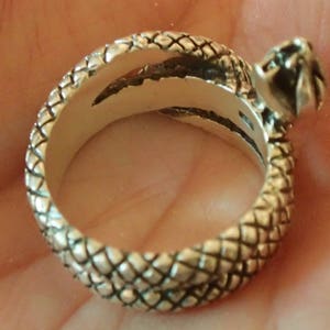 Snake Ring Heavy Sterling Silver Mens Size image 3