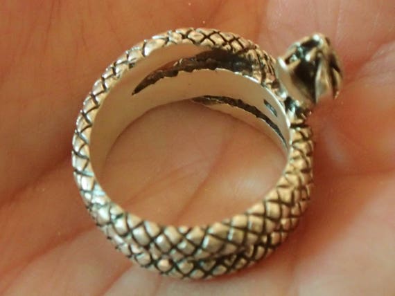 Snake Ring Heavy Sterling Silver Mens Size - image 3