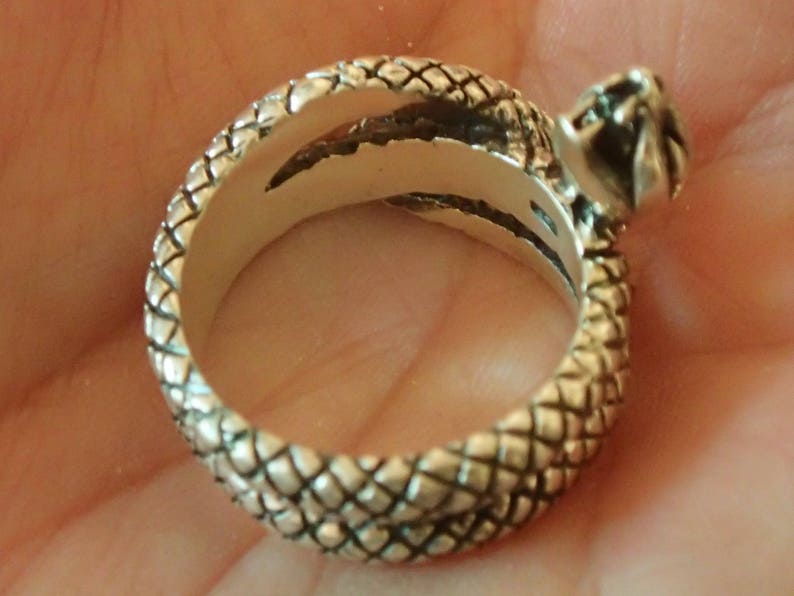 Snake Ring Heavy Sterling Silver Mens Size image 3