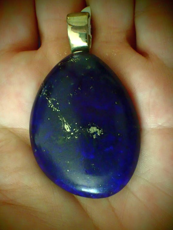 Large Lapis Lazuli  Gemstone Pendant in Sterling S