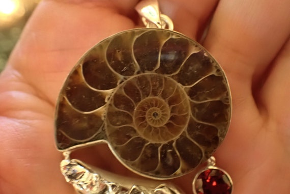Meteorite and Ammonite Pendant in Sterling - image 5