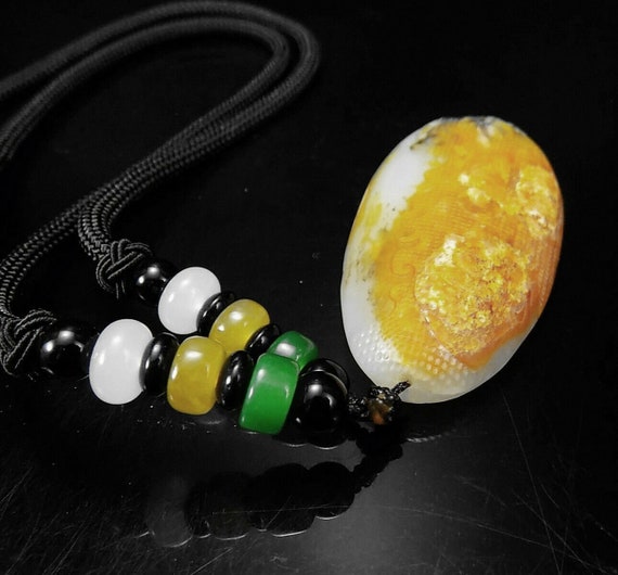 Unique Jade buddha & lotus flower Pendant  Certif… - image 8