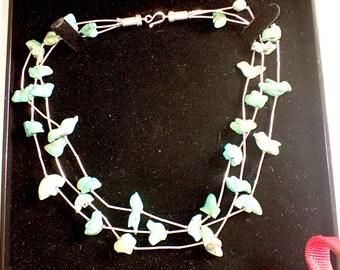 Turquoise Animal Fetish Necklace Native American  3 strand Sterling