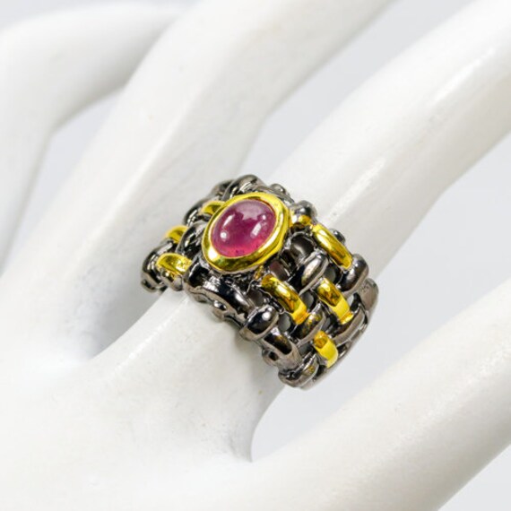 Natural Ruby Sterling Silver Ring Sz 6.5 - image 3