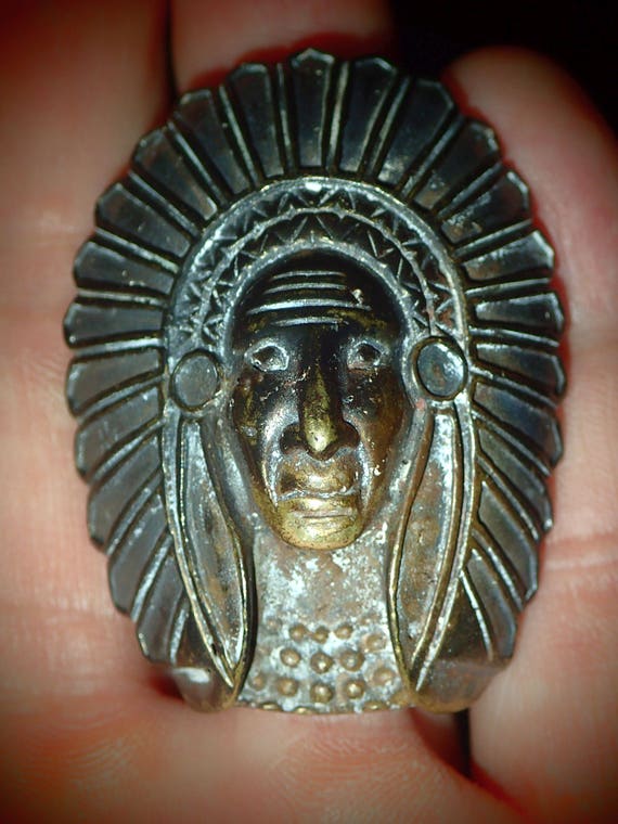 Native American Indian with Headdress Ring  adjust