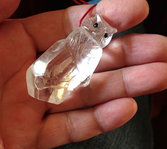 Clear Quartz OWL on Quartz Point Pendant - image 6