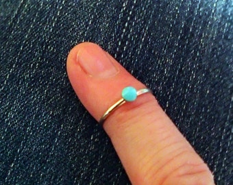 Small Zuni Turquoise dot Sterling Silver Ring