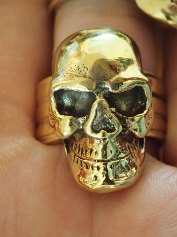 Skull Ring in Brass   adjustable size