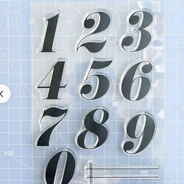 Nice Large Number set clear cling stamp