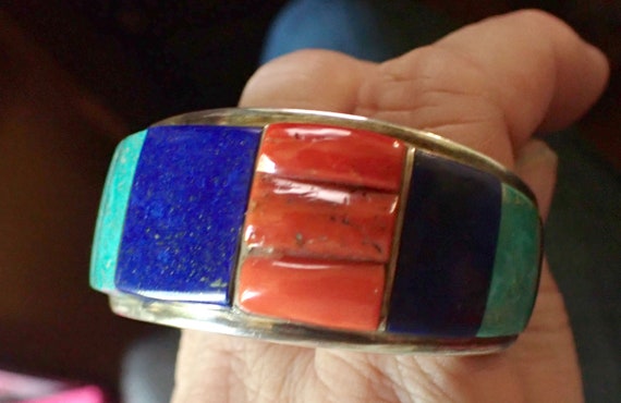 Museum Quality Zuni Inlay Turquoise cuff Bracelet… - image 7