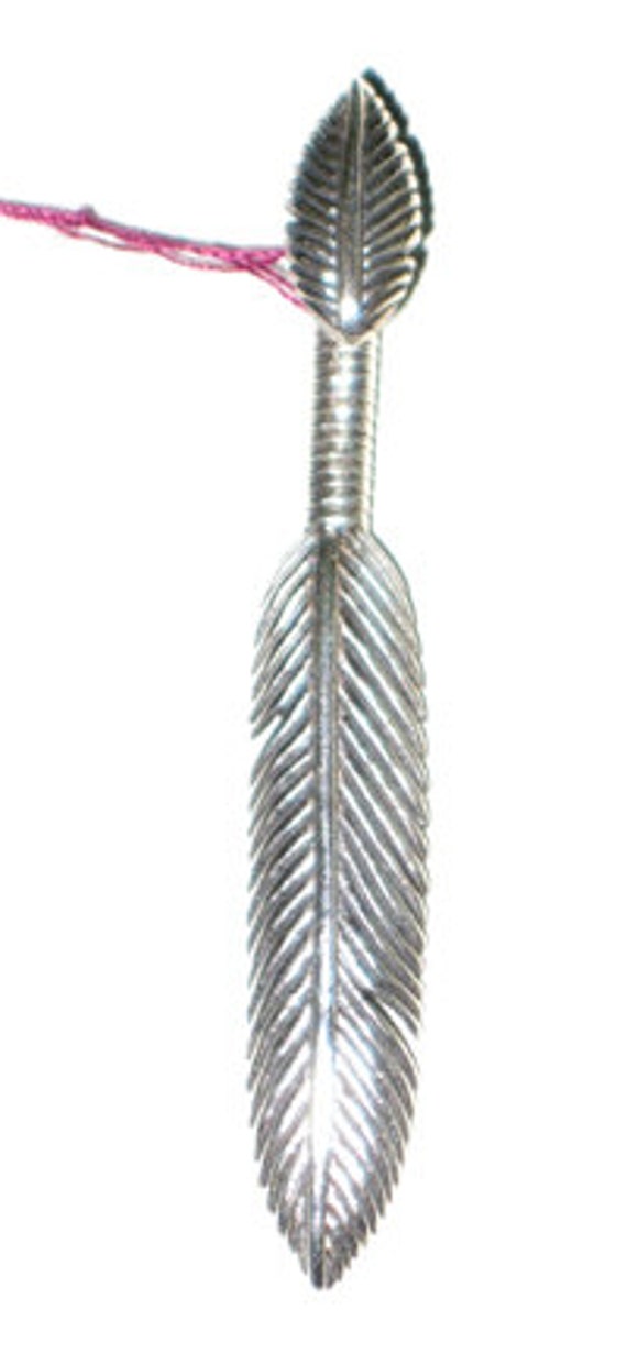 sterling feather pendant - Gem