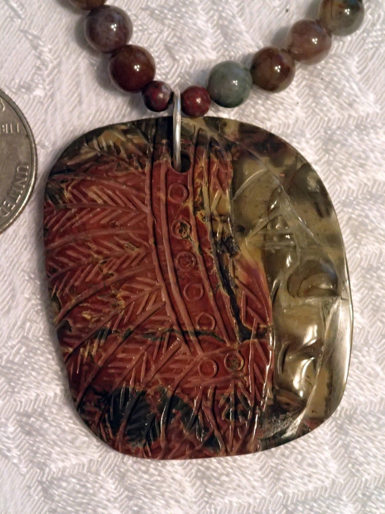 Jasper Carved Native American Cheif Head on Jasper Round Etsy