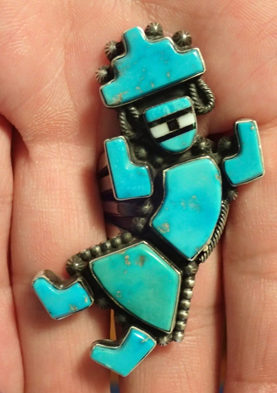 Amazing Vintage Native American Zuni Blue Gem Turquoise Sterling Silver Rainbow Man Pendant Old Amazing Vintage Native American Zuni Blue Gem Turquoise Sterling Silver Rainbow Man Pendant Old