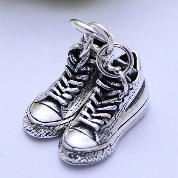 Two Basketball Canvas Shoes in Sterling Pendant