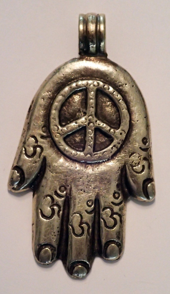 Nickle Silver Ohm Hand Pendant with Peace sign