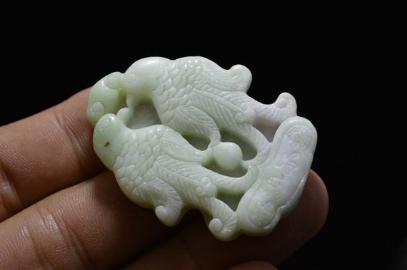 natural White jade carved amulet Pendant Necklace - image 2