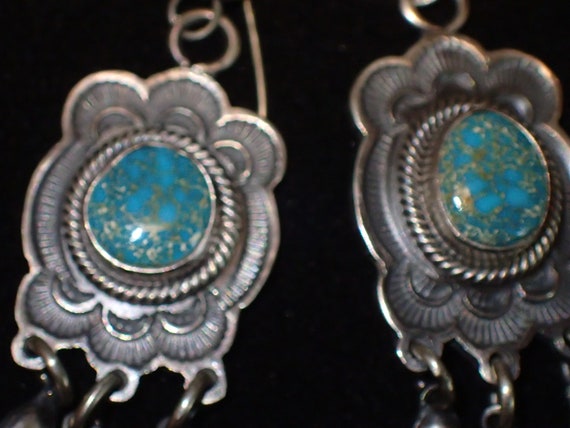 Nice ! Turquoise Earrings in burnished Sterling - image 2