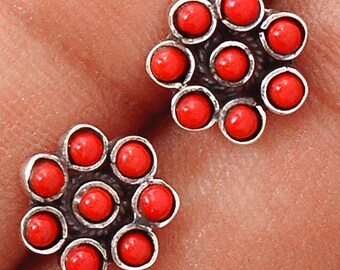 Coral - Stud Sterling Silver Earring